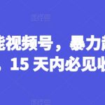 AI助力视频号迅猛崛起！独家暴力起号攻略，15天速成盈利高手，揭秘收益翻倍秘诀！
