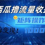 西瓜视频轻松吸金攻略，新手快速变现技巧，0粉丝也能日赚1000+，独家揭秘流量矩阵操作！