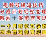 视频号流量爆破秘诀！月入过万稳定项目揭秘，搬运+混剪轻松变现，分成计划助你财富增长！