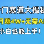 冷门赚钱项目揭秘：无需AI技术，轻松月入过万，新手快速上手的赚钱秘诀！