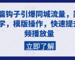掌握同城流量引爆秘籍：轻松学习高效模板操作，迅速增加视频播放量