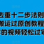 短视频搬运过原创教程：掌握短剧去重十二步法则，让你的视频飞速通过审核！