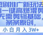 短剧推广黑科技揭秘：AI智能一键高燃混剪，零剪辑基础也能打造爆款原创视频，新手月入3W+不是梦！