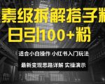 像素级拆解独家引流技巧，日增粉100+，新手速成攻略，揭秘最新快速变现内幕！