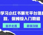 小红书聚光平台信息流投放从入门到精通，0基础快速上手保姆级教程！