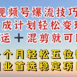 视频号盈利新风口：几分钟打造爆文原创，揭秘最强搬运+混剪技巧，轻松实现流量变现！