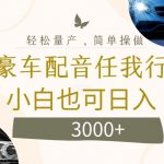 揭秘：隐藏的暴利小项目——豪车配音，日赚数千，轻松实现财富自由！