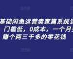 零基础快速上手闲鱼运营，卖家专属系统课程！轻松入门，0成本月入3000+，轻松赚零花钱不是梦！