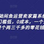 零基础快速上手闲鱼运营，卖家专属系统课程！轻松入门，0成本月入3000+，轻松赚零花钱不是梦！