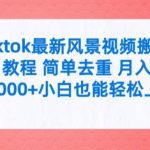 揭秘：轻松月入3W+，小白必看！TIKTOK最新风景视频搬运教程，简单去重，快速上手赚翻天！