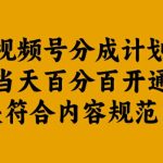 视频号收益攻略：一天内百分百开通分成，破解内容规范难题【独家揭秘】