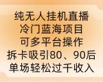 揭秘：独家无人挂机直播技术，挖掘冷门蓝海市场，多平台盈利攻略，一招吸引80、90后，轻松实现单场收入破千！