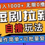 2024独家揭秘：零成本短剧拉新玩法，一键批量操作，日赚千元不是梦！