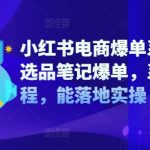 小红书电商爆单秘籍：选品笔记独家揭秘，实战系统课程，轻松实现销量翻倍！