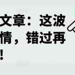揭秘：错过等十年的绝密改命行情，独家揭秘助你逆风翻盘！