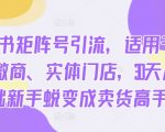 小红书矩阵号引流秘籍：电商微商实体店通用，0基础30天速成卖货达人！