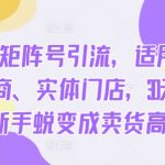 小红书矩阵号引流秘籍：电商微商实体店通用，0基础30天速成卖货达人！