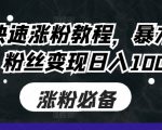 抖音极速吸粉攻略，暴力式增长粉丝，轻松日赚100+，告别小白阶段！