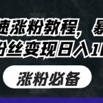 抖音极速吸粉攻略，暴力式增长粉丝，轻松日赚100+，告别小白阶段！