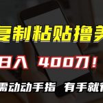 AI轻松复制粘贴日赚400美金，揭秘小白也能掌握的赚钱秘诀，无脑操作快速盈利！
