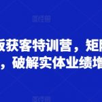 实体店老板必看：独家获客特训营，矩阵式全域吸粉攻略，彻底破解业绩增长难题！