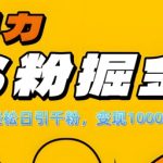 单人操作单机日增千粉，轻松变现1000+，独家S级粉丝流量挖掘攻略大揭秘！
