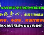 10月必看！独家安全引流秘技：操纵好奇心实现全网精准吸粉，无封号风险，揭秘稳定创业粉增长策略！