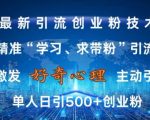 揭秘：独家引流黑科技！无封号风险，单人日引500+创业粉，全网最精准学习求带粉技巧，激发无限好奇心！