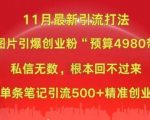 揭秘小红书11月爆红图片打粉秘籍，一张图激活创业激情，仅需4980元，轻松吸引500+精准创业粉丝！