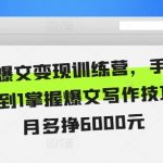公众号爆文变现秘籍！0基础快速学会爆文写作，月入过万不是梦！