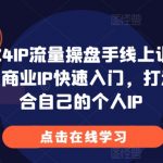 2024年顶级IP流量操盘手在线速成班！揭秘商业IP快速崛起秘诀，一对一打造专属个人品牌影响力！