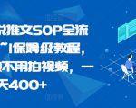 揭秘：从0到1，一天轻松赚400+，无需露脸拍视频！最新小说推文SOP全攻略，保姆级教程手把手教你！