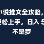 抖音小白逆袭攻略：轻松学会小说推文，日赚5张+，揭秘赚钱秘诀，告别做梦！