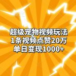 宠物视频爆款秘籍：单条点赞破20万，日赚1000元，轻松变现攻略大揭秘！
