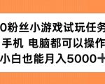 轻松上手无粉丝小游戏试玩任务，一台手机或电脑即可日赚200+，揭秘小白月入过万的秘密！