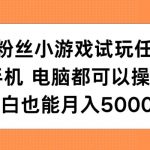 轻松上手无粉丝小游戏试玩任务，一台手机或电脑即可日赚200+，揭秘小白月入过万的秘密！