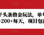 揭秘野路子头条赚钱攻略，单账号日入20至200+，独家项目实操落地指南