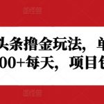 揭秘野路子头条赚钱攻略，单账号日入20至200+，独家项目实操落地指南