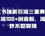 小红书独门引流秘籍三重奏：轻松日引100+创业粉丝，流量爆棚，变现无忧——揭秘内部操作技巧！