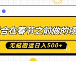 春节前必做赚钱项目，无需脑力轻松搬运，日赚5000元，零基础新手月入过万不是梦