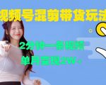 视频号快速剪辑秘籍：2分钟打造爆款视频，月入过万不是梦！揭秘高效变现攻略