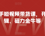 快手带货秘籍大揭秘：开店+剪辑技巧+磁力金牛攻略，轻松月入过万！