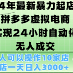 2024年独家揭秘：暴力起店新玩法，拼多多虚拟电商4.0全自动赚钱攻略，24小时无人值守，轻松月入3000+！