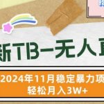 TB无人直播终极攻略：11月全新揭秘，打造24小时不间断盈利直播间，月入过万不是梦！