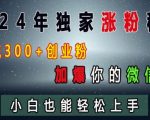 2024年终极涨粉攻略曝光！日吸300+精准创业粉，微信好友瞬间爆满，新手必看轻松逆袭！