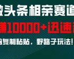 微头条相亲攻略：快速积攒人气，简单复制粘贴，揭秘月入过万的野路子赚钱秘诀！