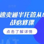 2024年速卖通半托管爆单秘籍！0基础快速上手，精通广告投放策略，揭秘政策内幕必看课程！