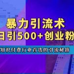 揭秘暴力引流秘术：专业知识付费领域顶级引流策略，日引500+创业粉丝，五部手机流量爆满！