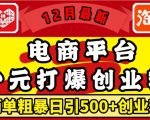 12月独家揭秘：仅需1元，电商神操作日赚500+精准创业粉丝，月入过万不是梦！