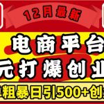 12月独家揭秘：仅需1元，电商神操作日赚500+精准创业粉丝，月入过万不是梦！